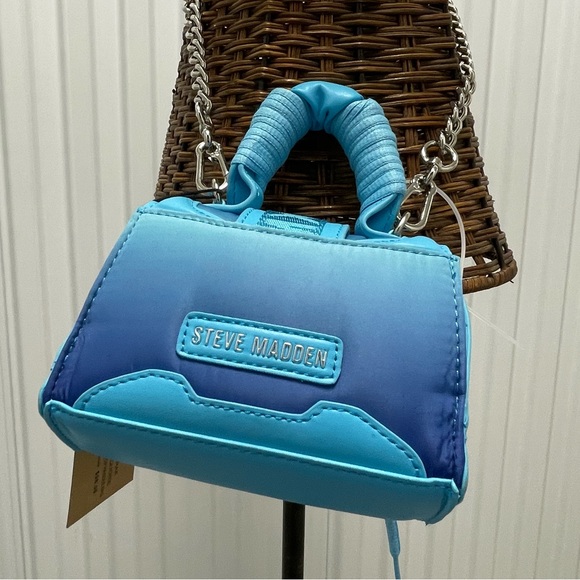 NWT Steve Gorgeous Madden BDORRA Shades of Blue Silver Chain Crossbody mini bag - Picture 6 of 11